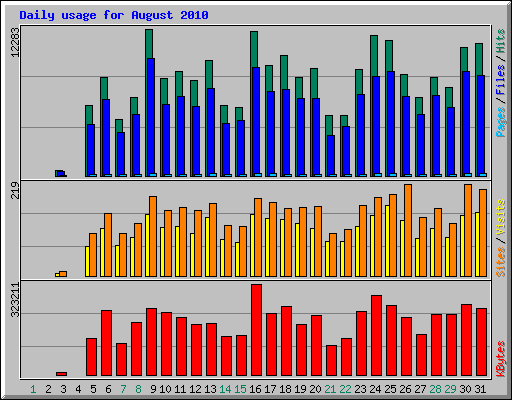 Daily usage for August 2010