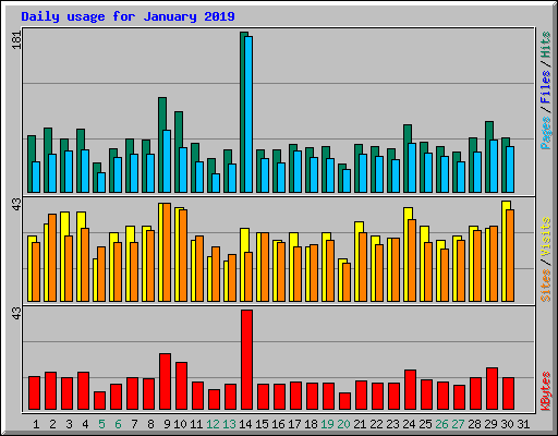 Daily usage for January 2019