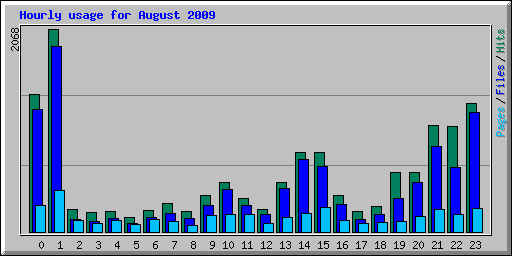 Hourly usage for August 2009