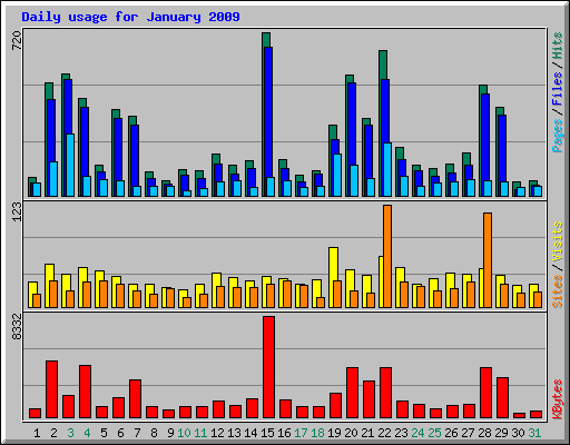 Daily usage for January 2009