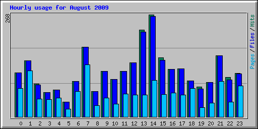 Hourly usage for August 2009