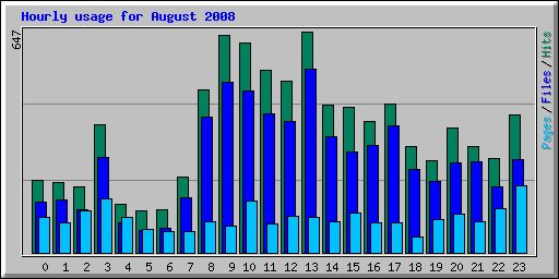 Hourly usage for August 2008