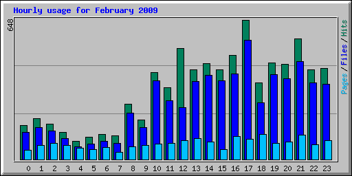 Hourly usage for February 2009