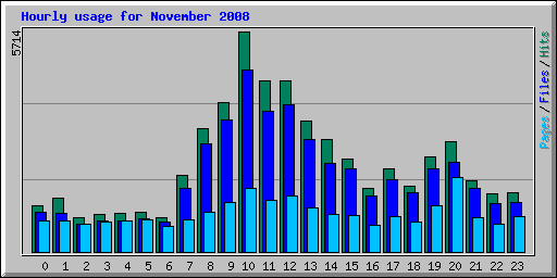 Hourly usage for November 2008