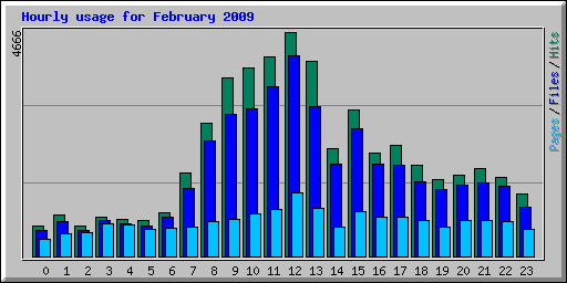 Hourly usage for February 2009