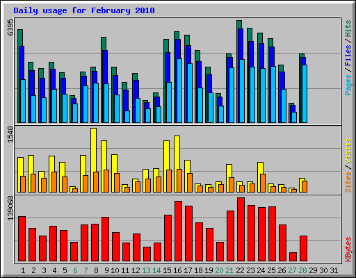 Daily usage for February 2010