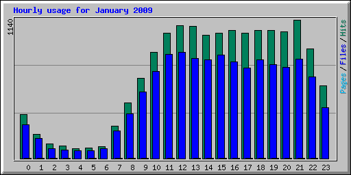 Hourly usage for January 2009