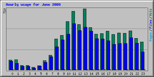 Hourly usage for June 2009