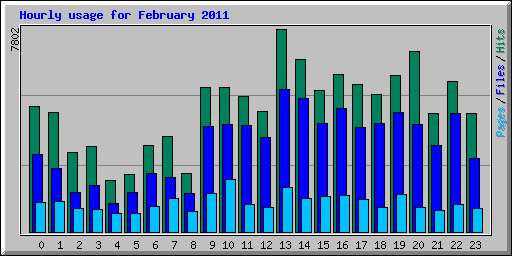 Hourly usage for February 2011