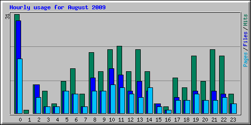 Hourly usage for August 2009