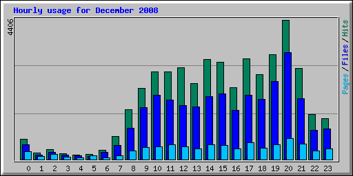 Hourly usage for December 2008