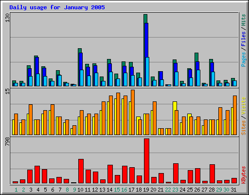 Daily usage for January 2005