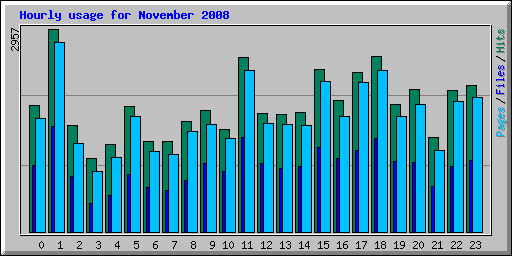 Hourly usage for November 2008