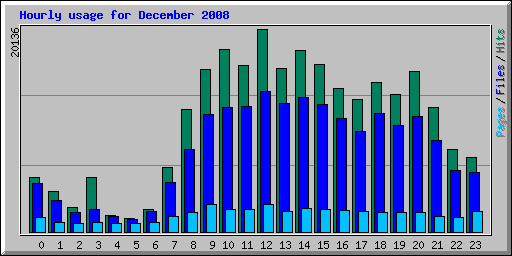 Hourly usage for December 2008