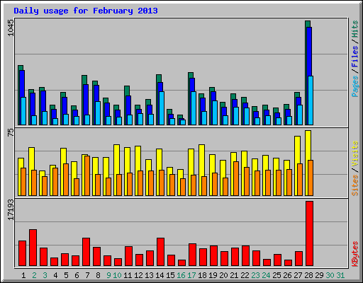 Daily usage for February 2013