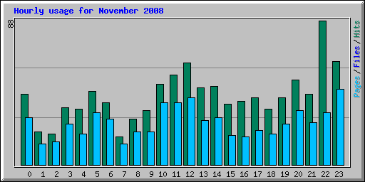 Hourly usage for November 2008