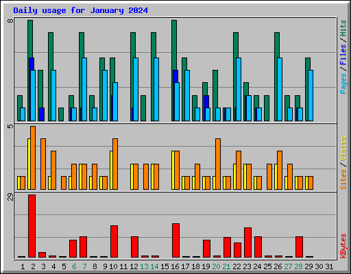 Daily usage for January 2024