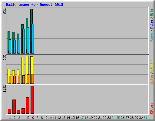 Daily usage for August 2013