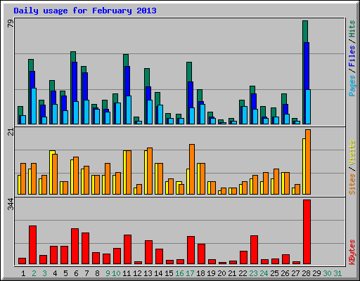 Daily usage for February 2013