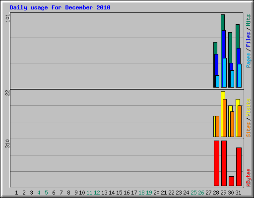 Daily usage for December 2010