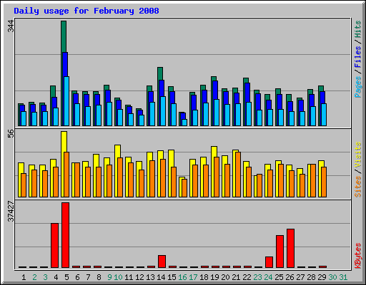 Daily usage for February 2008