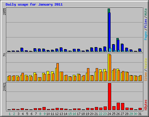 Daily usage for January 2011