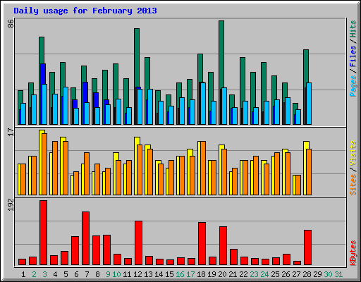 Daily usage for February 2013