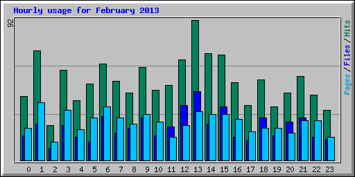 Hourly usage for February 2013