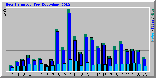 Hourly usage for December 2012