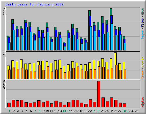 Daily usage for February 2009