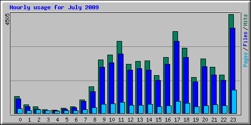 Hourly usage for July 2009