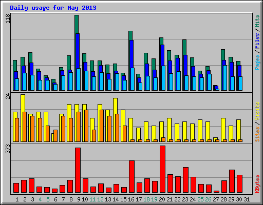 Daily usage for May 2013