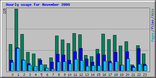 Hourly usage for November 2009