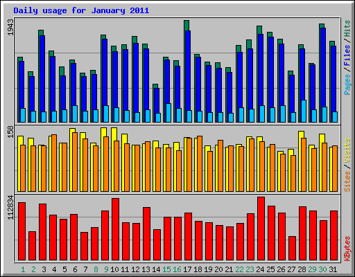 Daily usage for January 2011